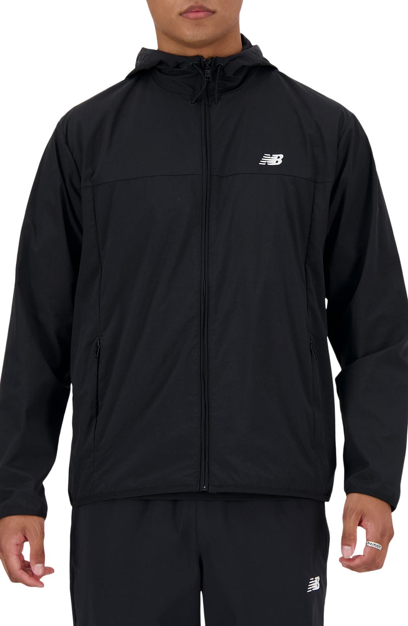 New Balance Athletics Woven Nylon Hooded Jacket in Black at Nordstrom - 1