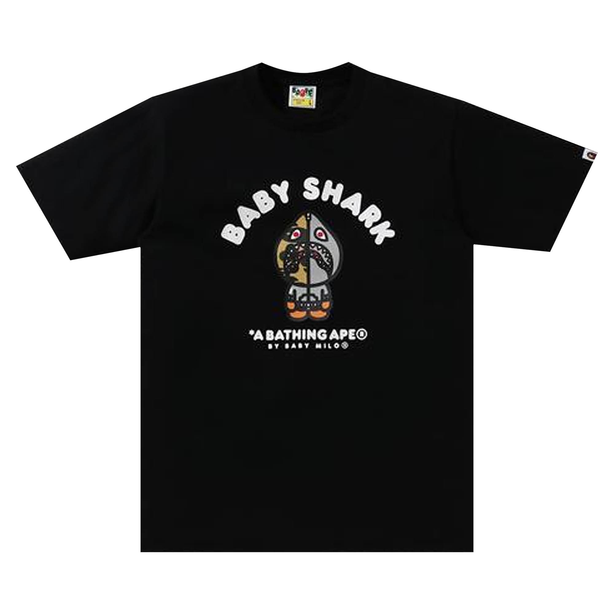 BAPE Baby Milo Shark College Tee 'Black/Grey' - 1