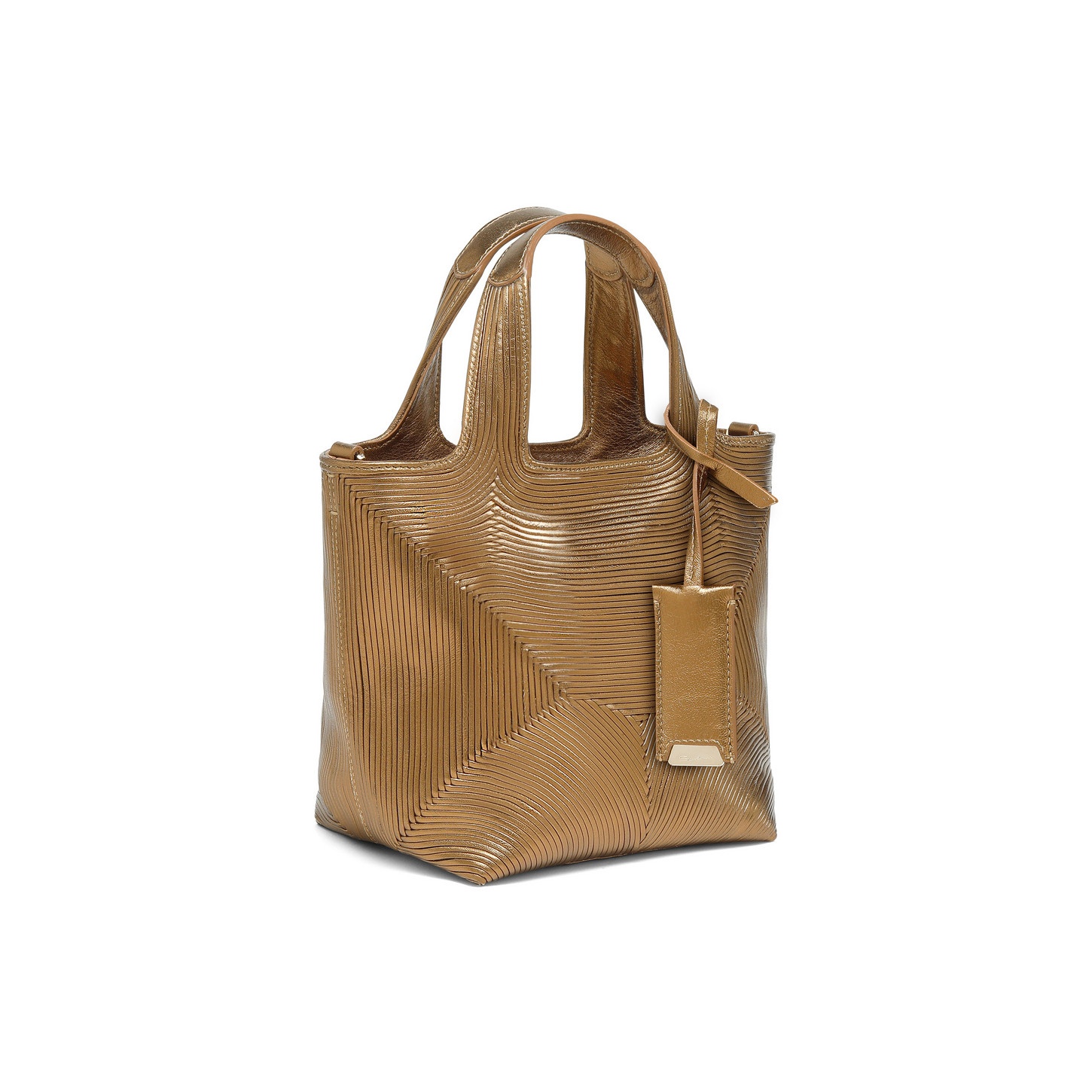 Gold laminated leather handbag - 3
