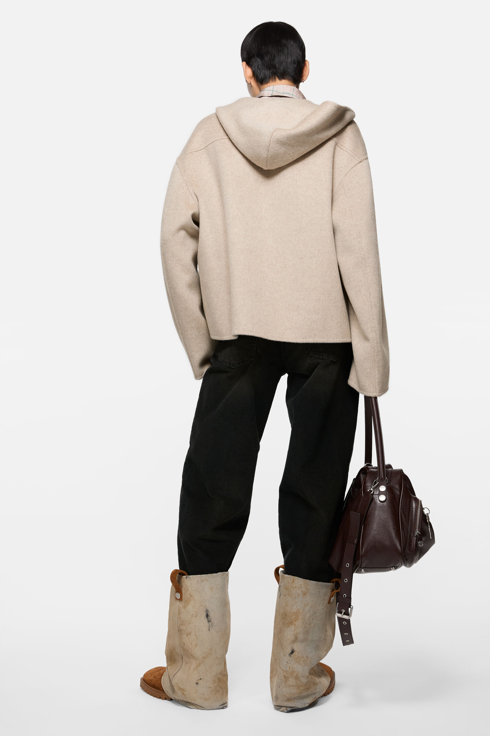 Hooded cashmere jacket - Oatmeal melange - 3