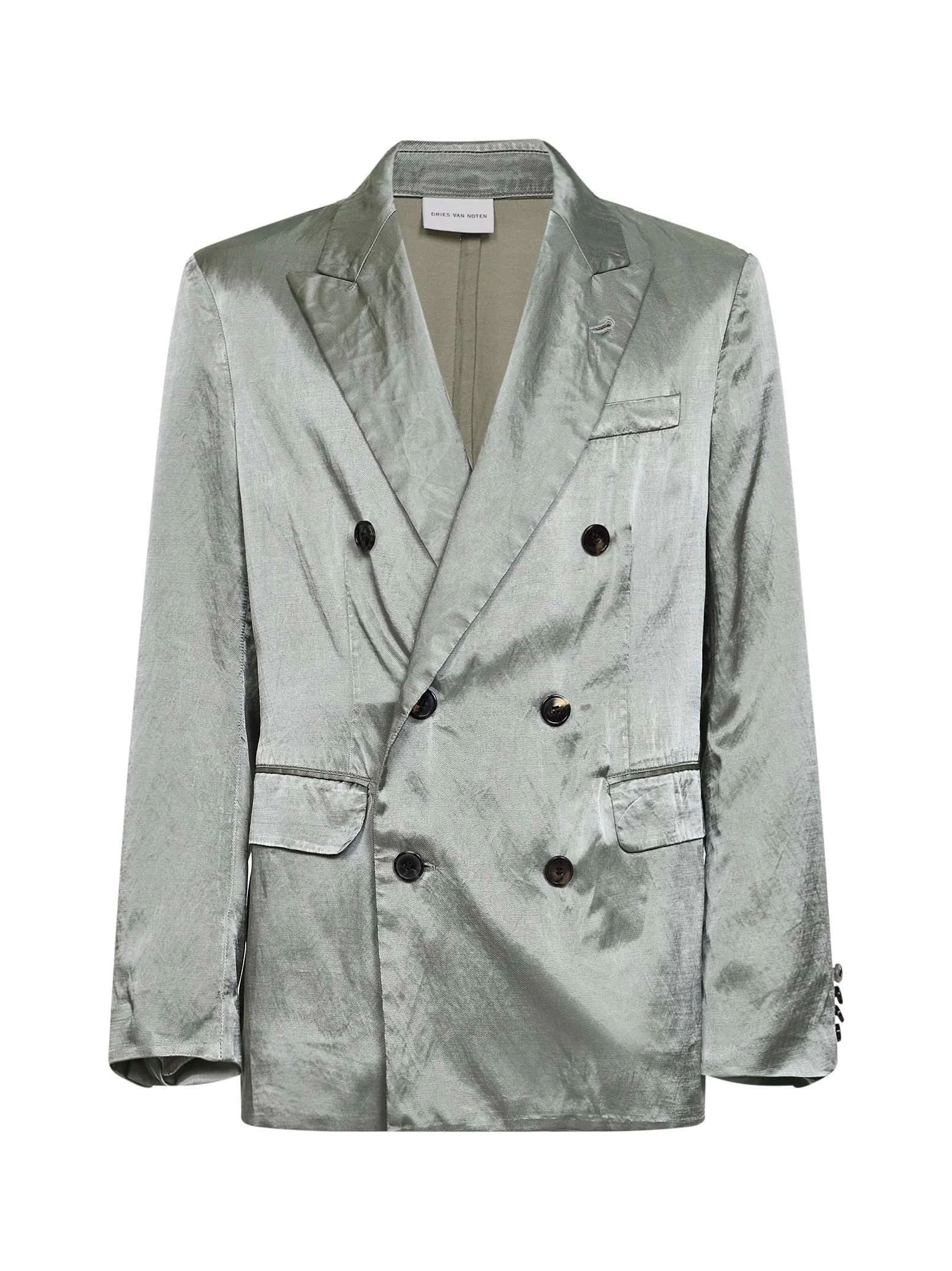 Mint green viscose and cotton double-breasted blazer - 1