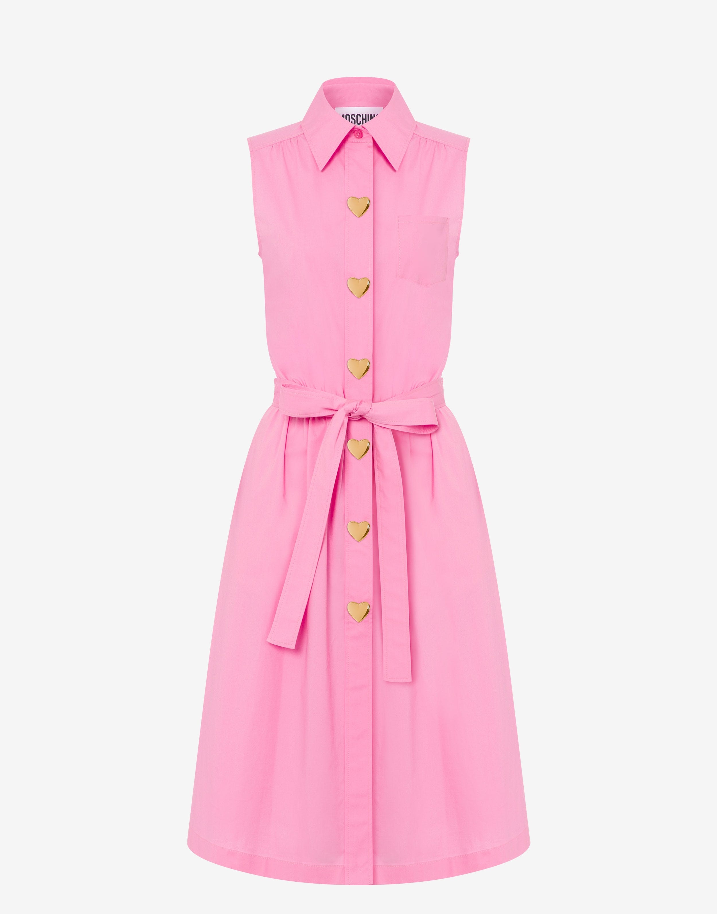 HEART BUTTONS STRETCH POPLIN DRESS - 1