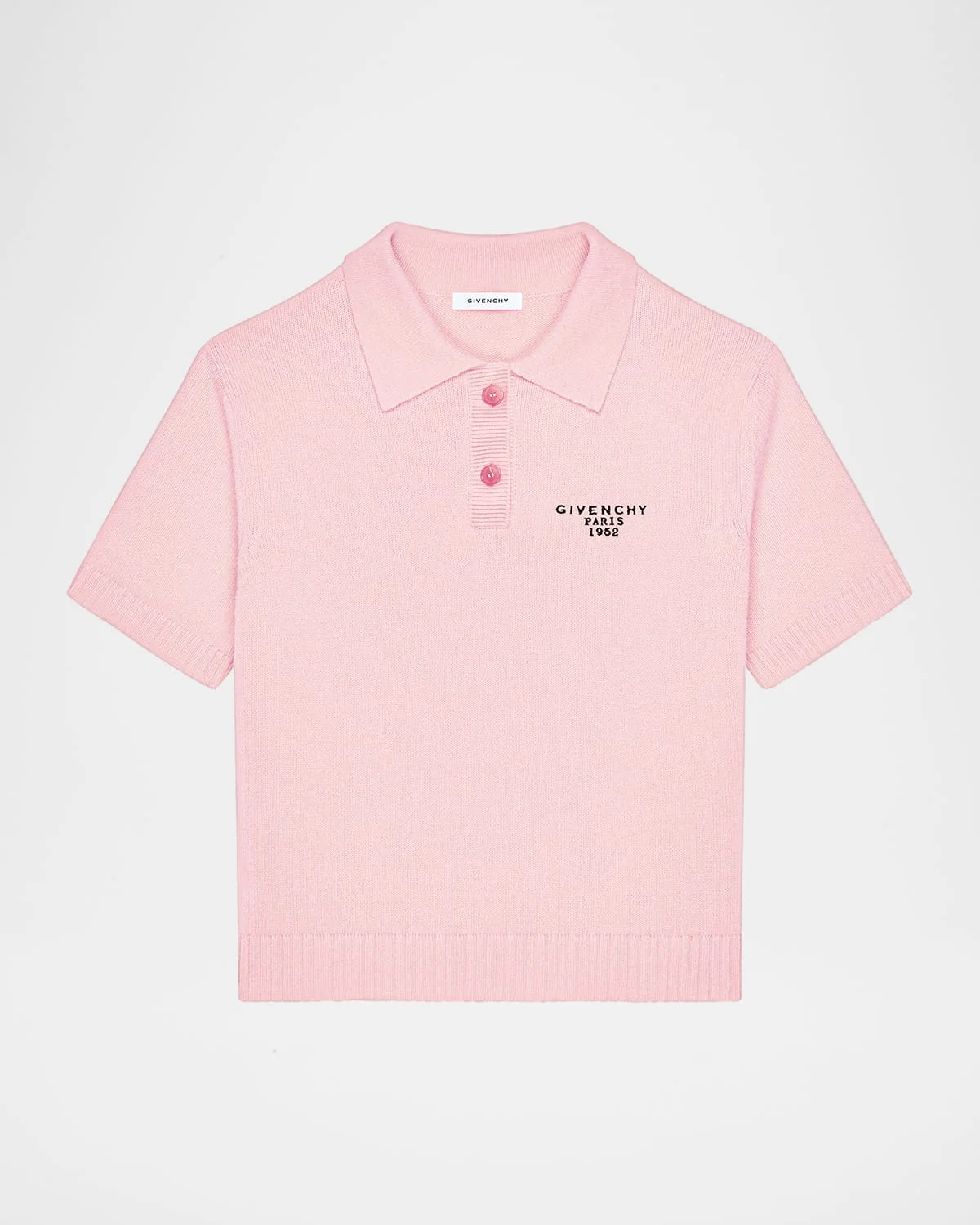 Embroidered Short-Sleeve Wool-Cashmere Polo - 1