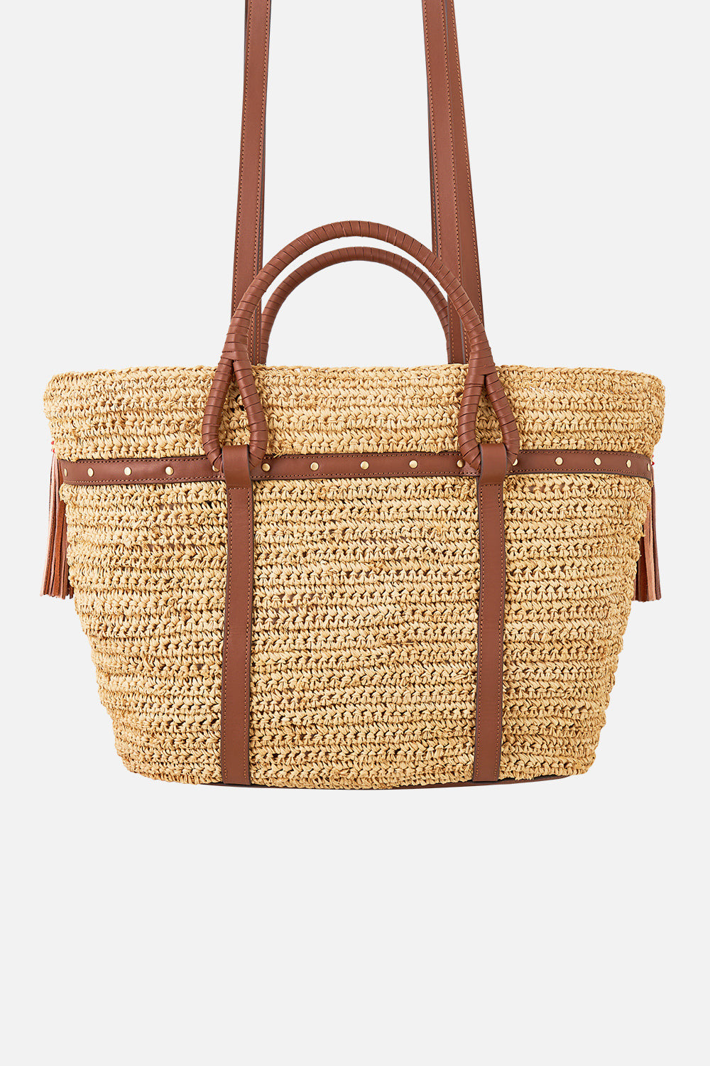 RAFFIA TOTE WITH TASSELS - 2