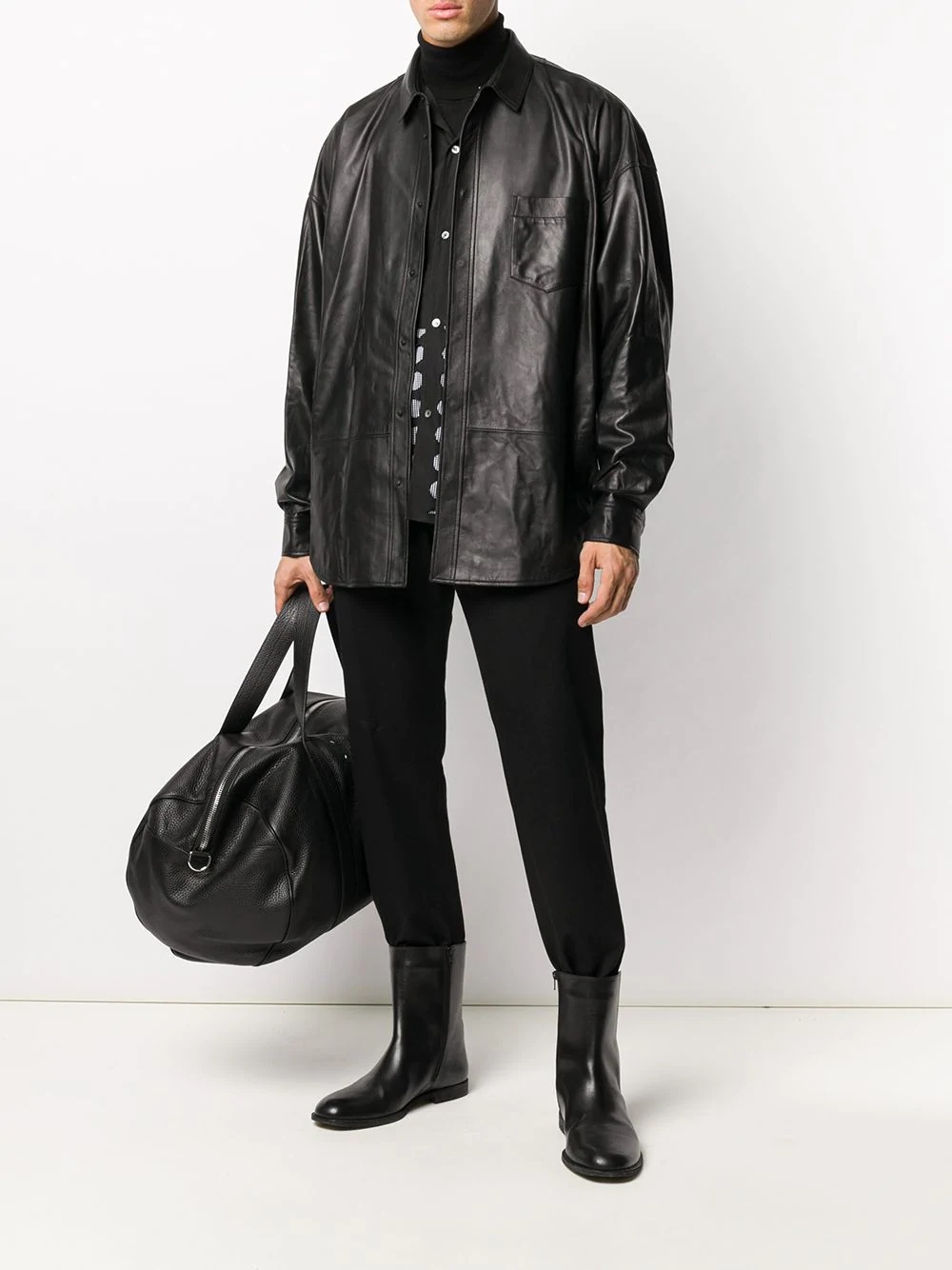 longsleeved leather shirt - 2