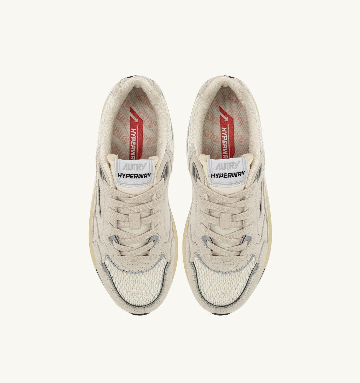 HYPERWAY SNEAKERS IN WHITE AND SILVER MESH AND SUEDE - 5
