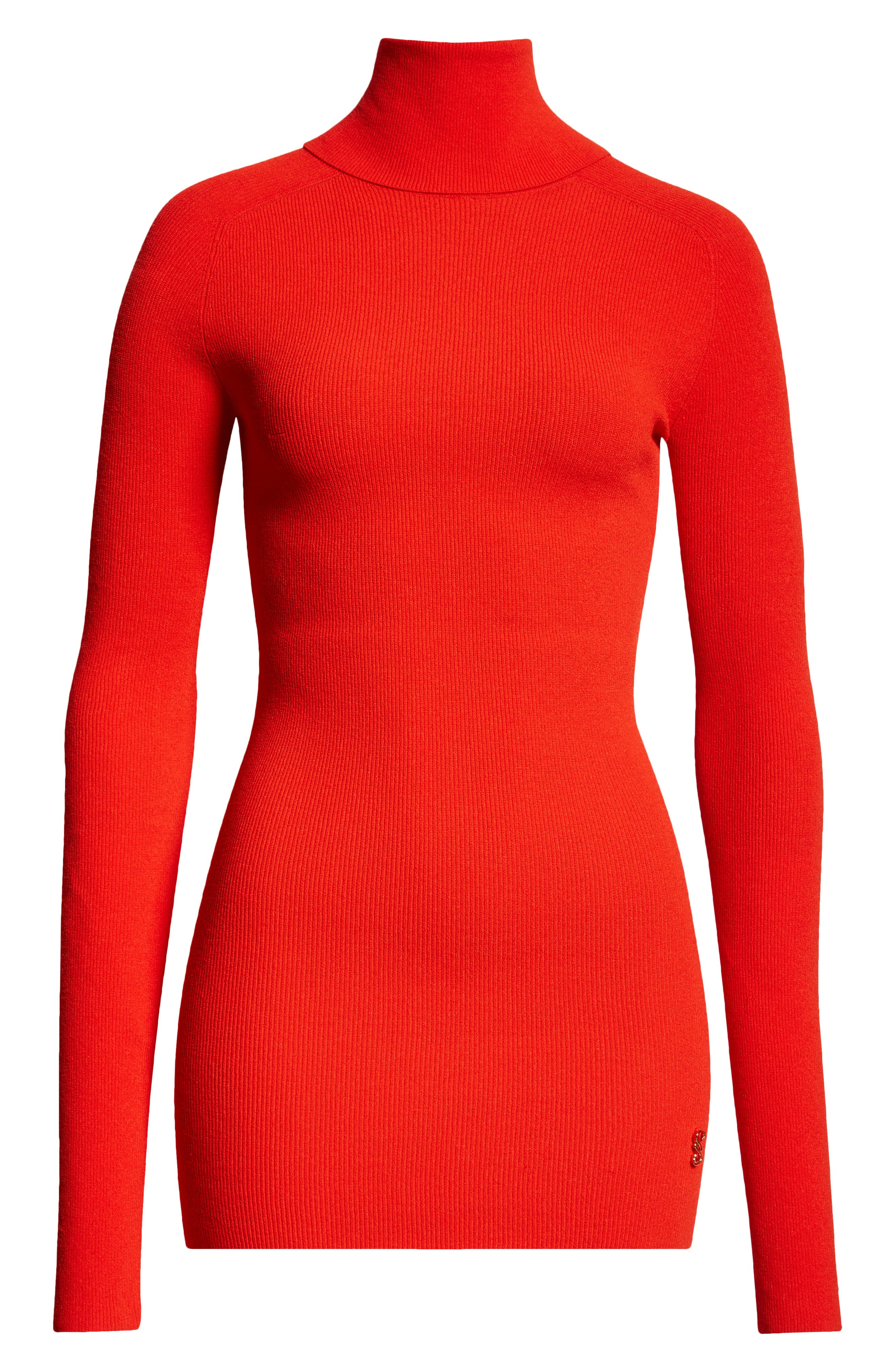 Proenza Schouler Fox Longline Logo Rib Turtleneck Top in Red at Nordstrom - 6