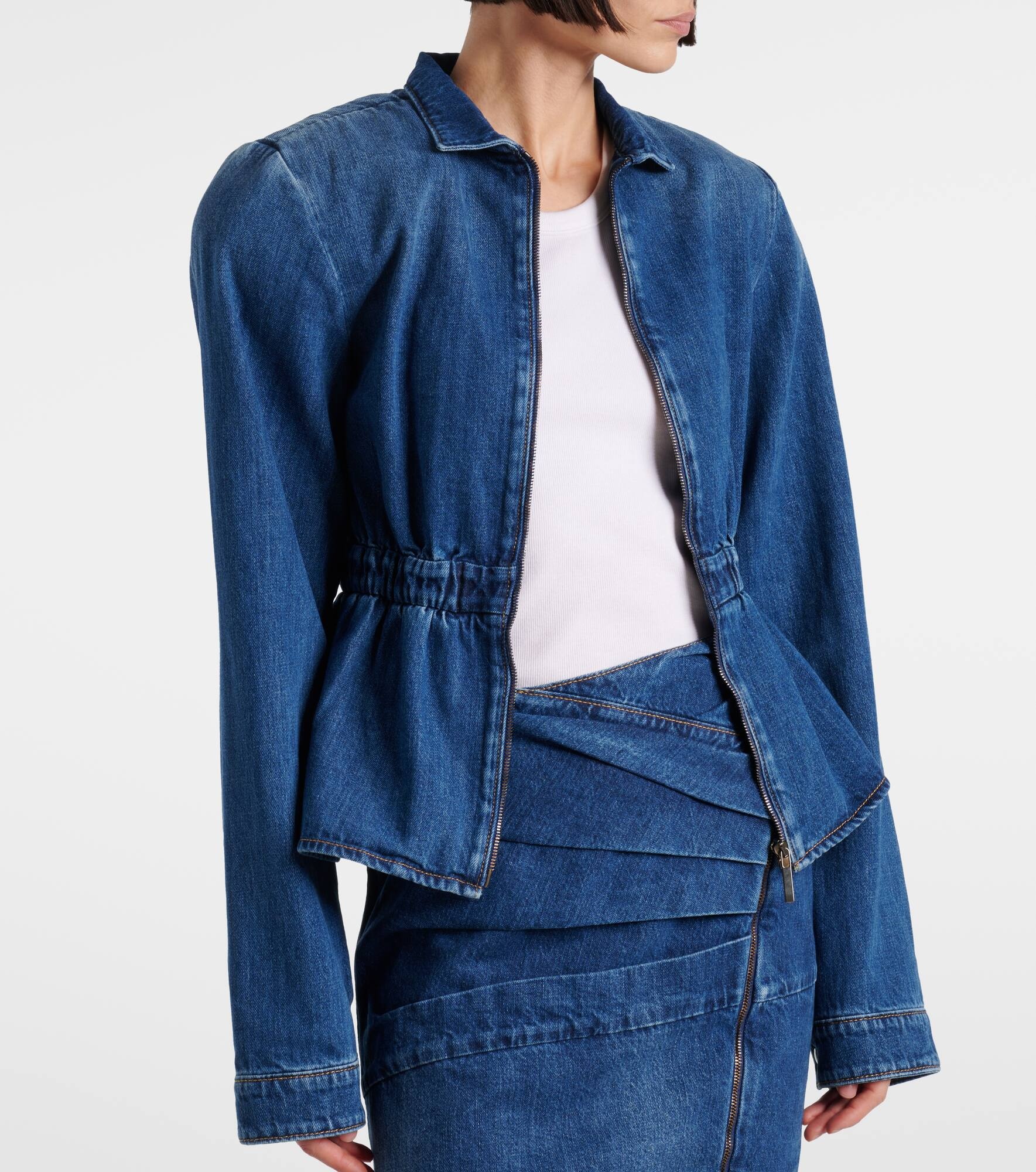 Gathered denim jacket - 5
