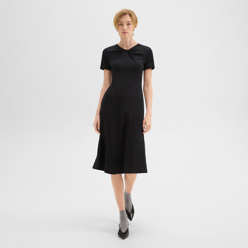 Theory Twisted Midi Dress in Viscose-Wool outlook