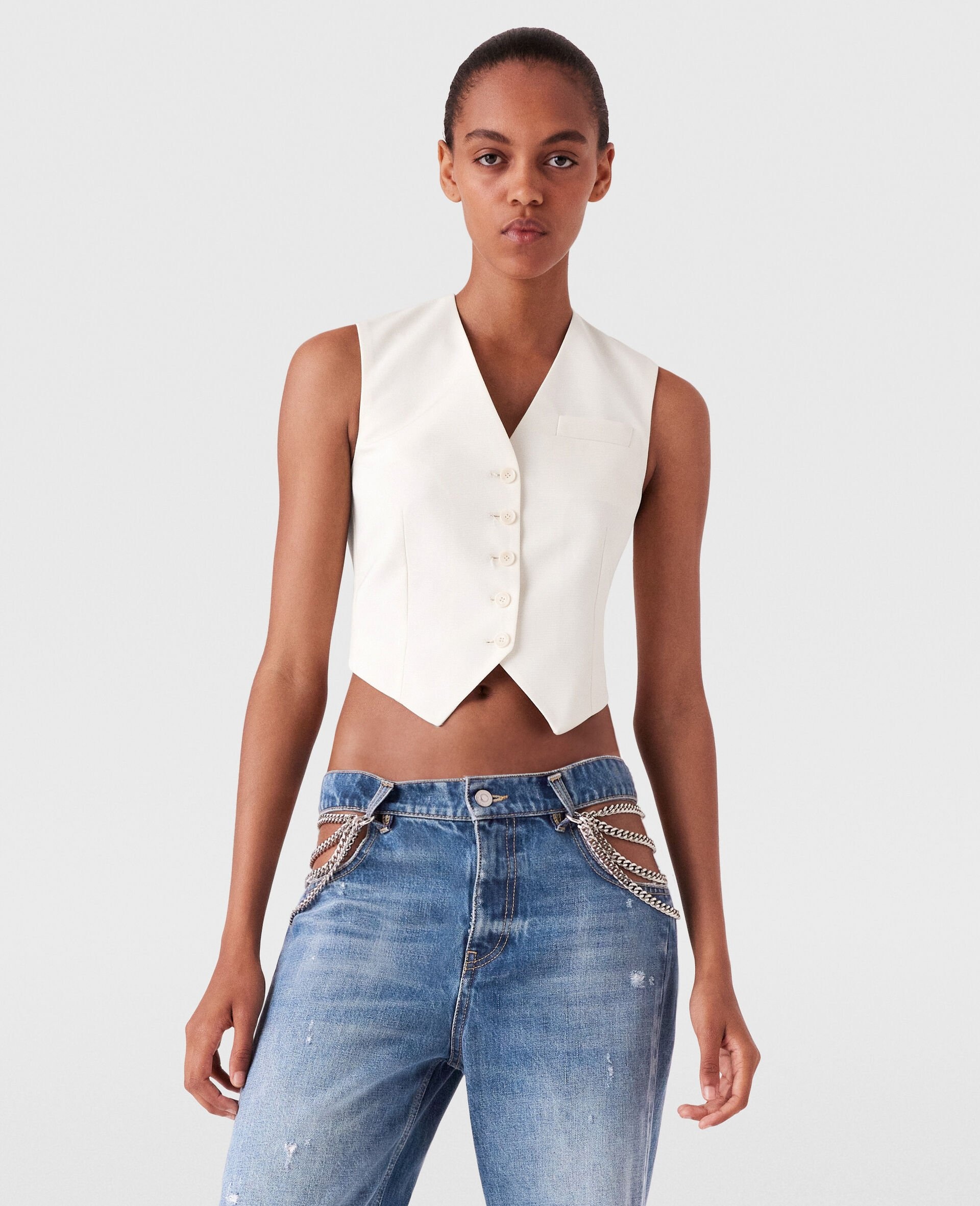 Cropped Tailored Wool Vest - 5