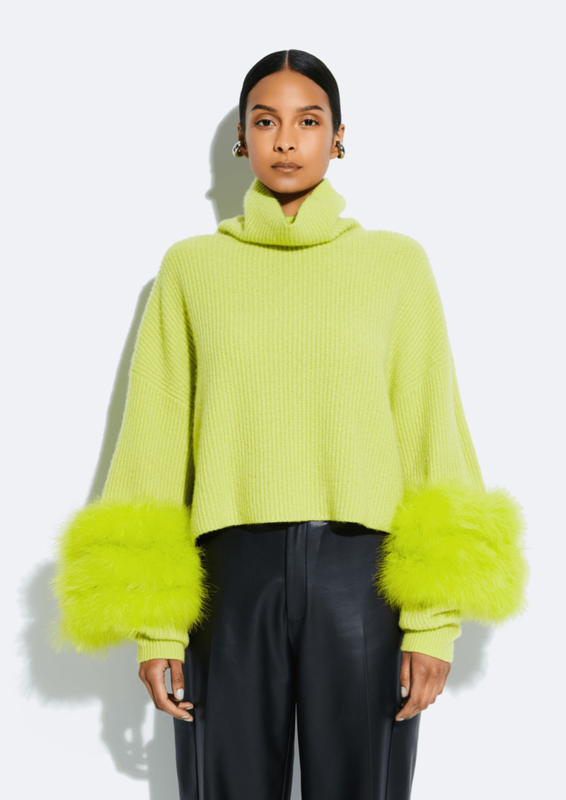 LAPOINTE Cashmere Turtleneck Sweater With Marabou outlook