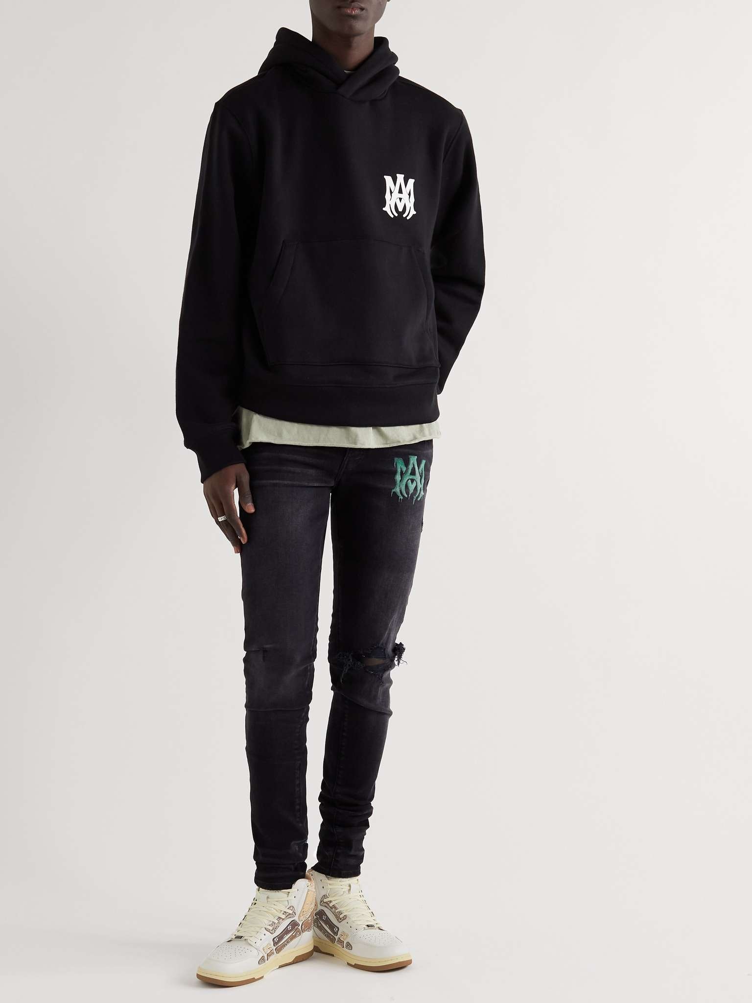 Skel-Top Bandana-Print Leather High-Top Sneakers - 2