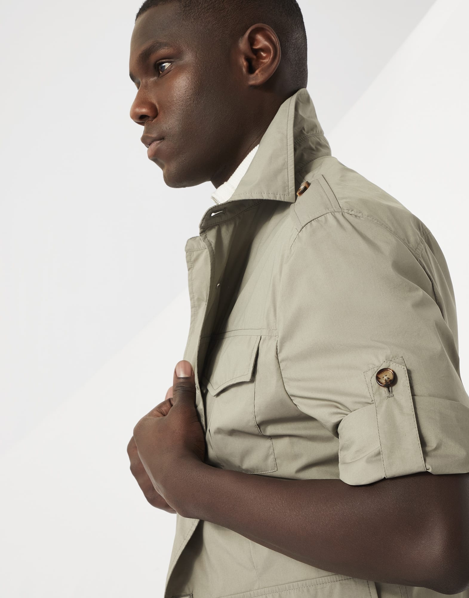Lightweight water-resistant techno cotton unlined safari jacket - 3