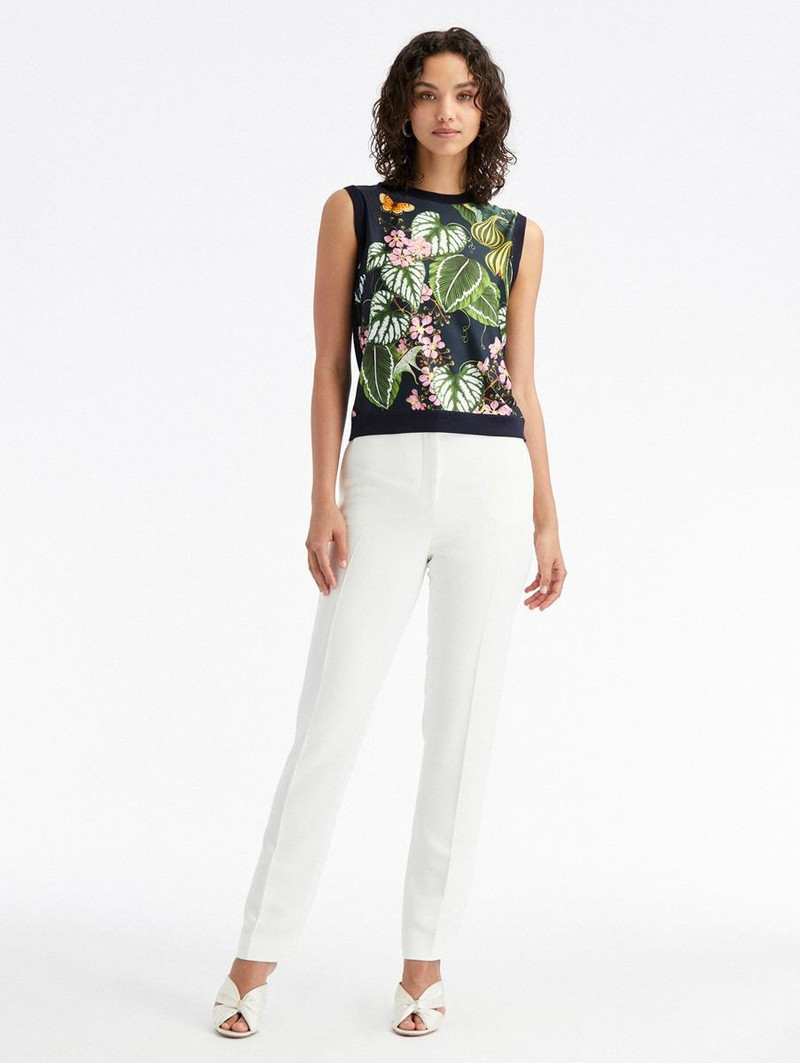 Oscar de la Renta MIXED BOTANICAL JERSEY INSET TANK outlook