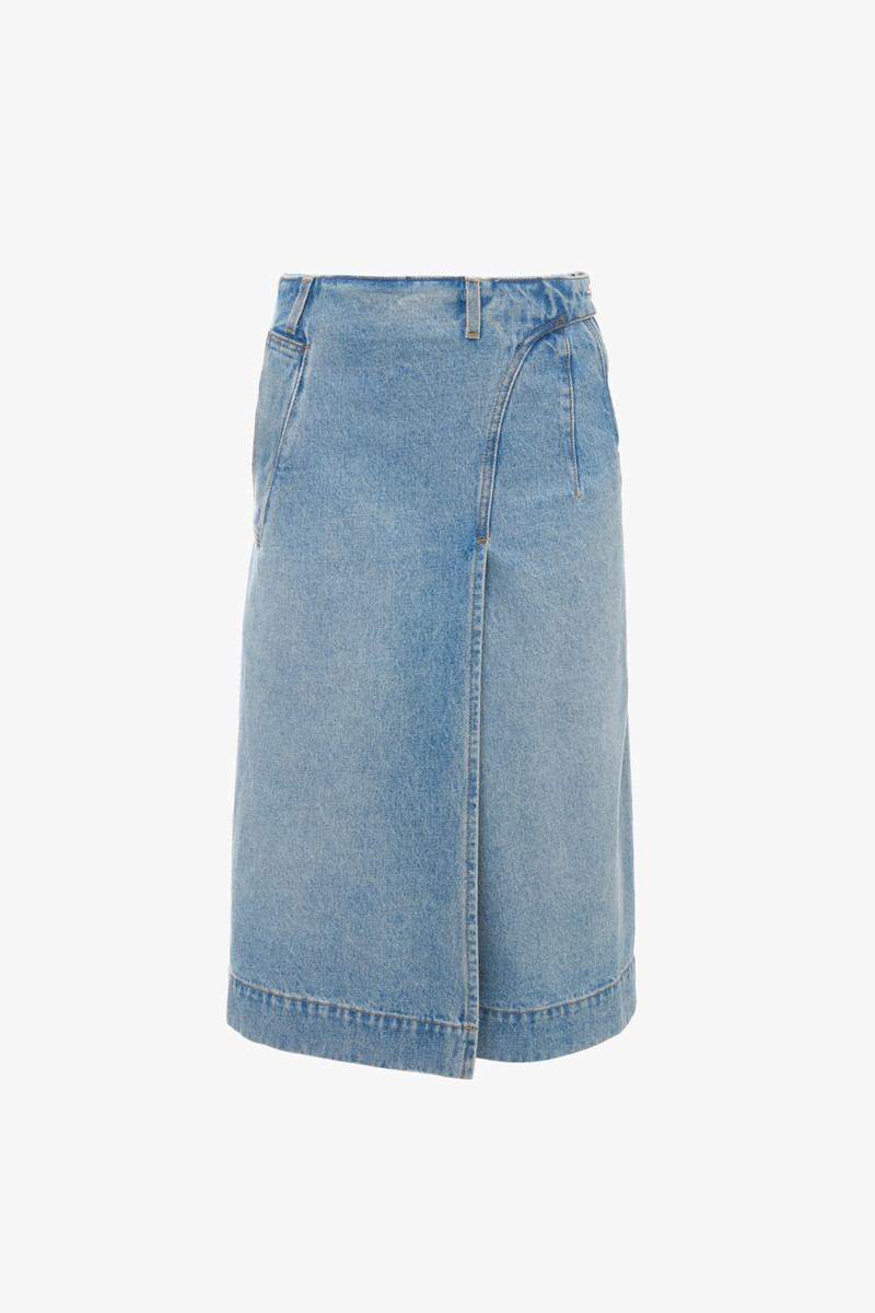 Denim Wrap Detail Skirt In Pale Blue Wash - 1