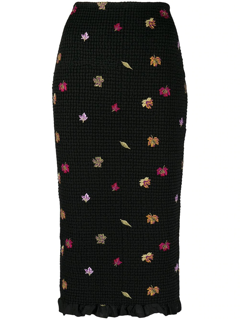 embroidered-leaves mid-length 스커트 1