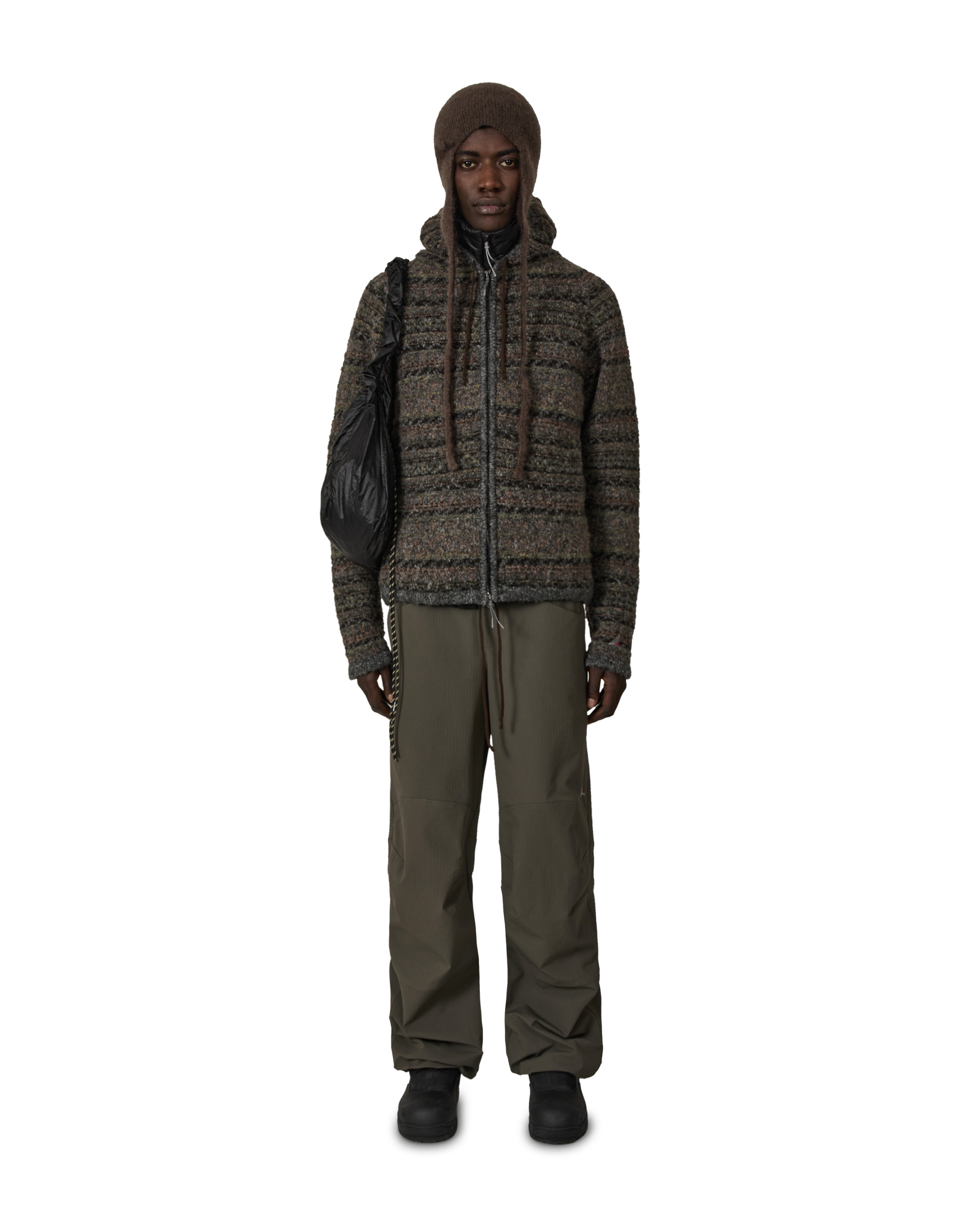 Fair Isle Felted Knit Zip Up Hoodie - 4