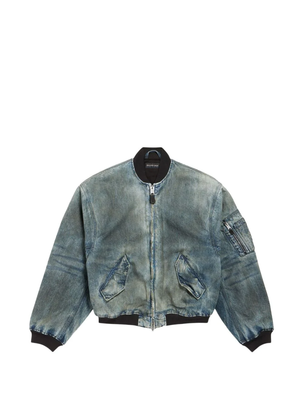 Standard logo-print faded-wash cotton bomber jacket - 1