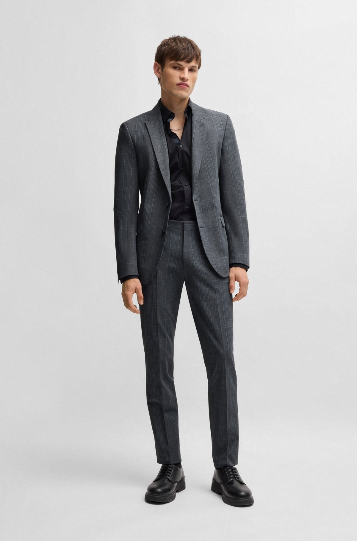 EXTRA-SLIM-FIT TROUSERS IN CHECKED STRETCH FABRIC - 3