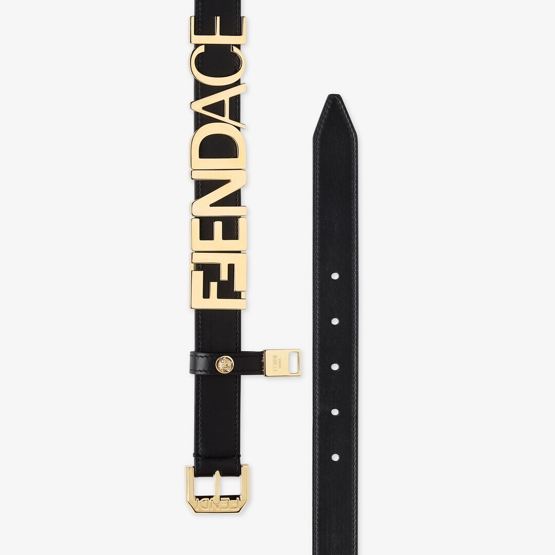 Fendace Black leather  Logo belt - 3