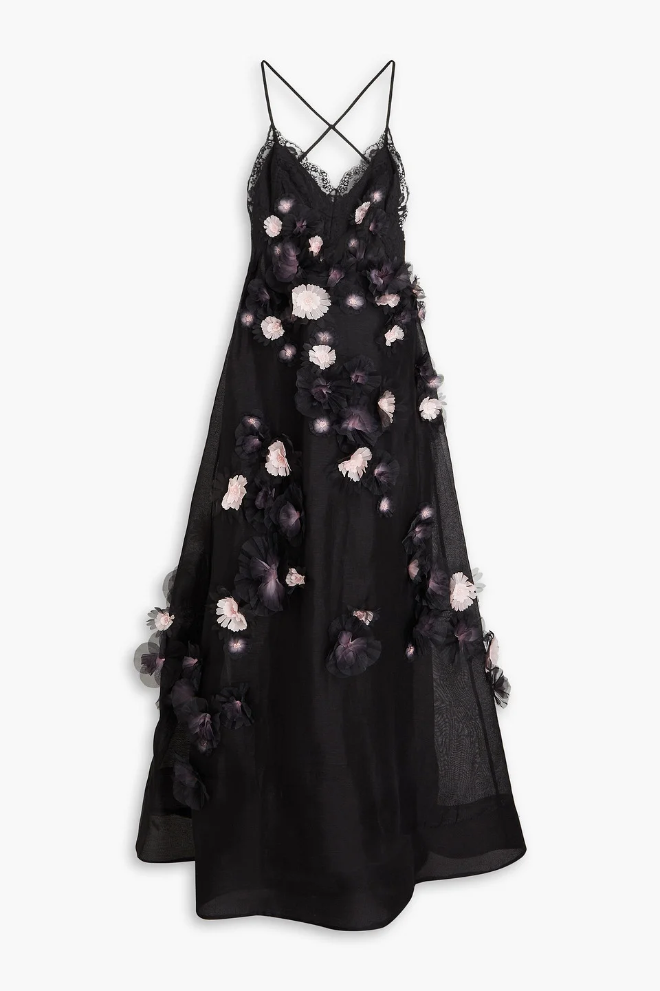 Embellished linen and silk-blend gauze maxi dress - 1