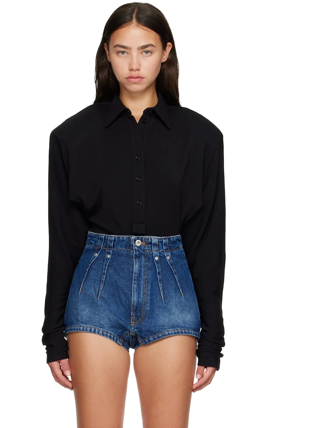 Black Batsleeves Polo Bodysuit - 1