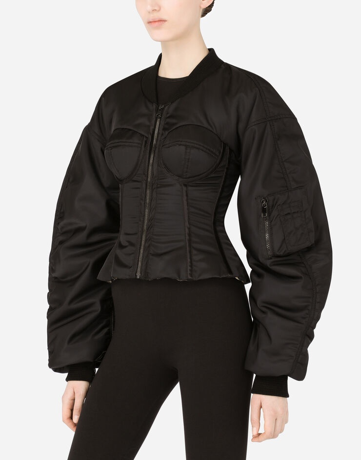 Nylon bomber jacket with bustier details - 5