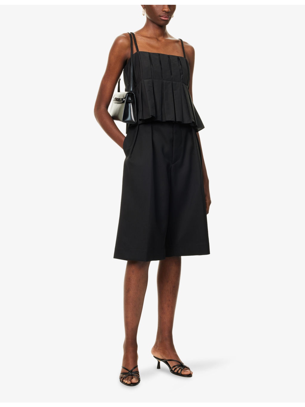 Pleated Crop Cotton-Blend Top - 2