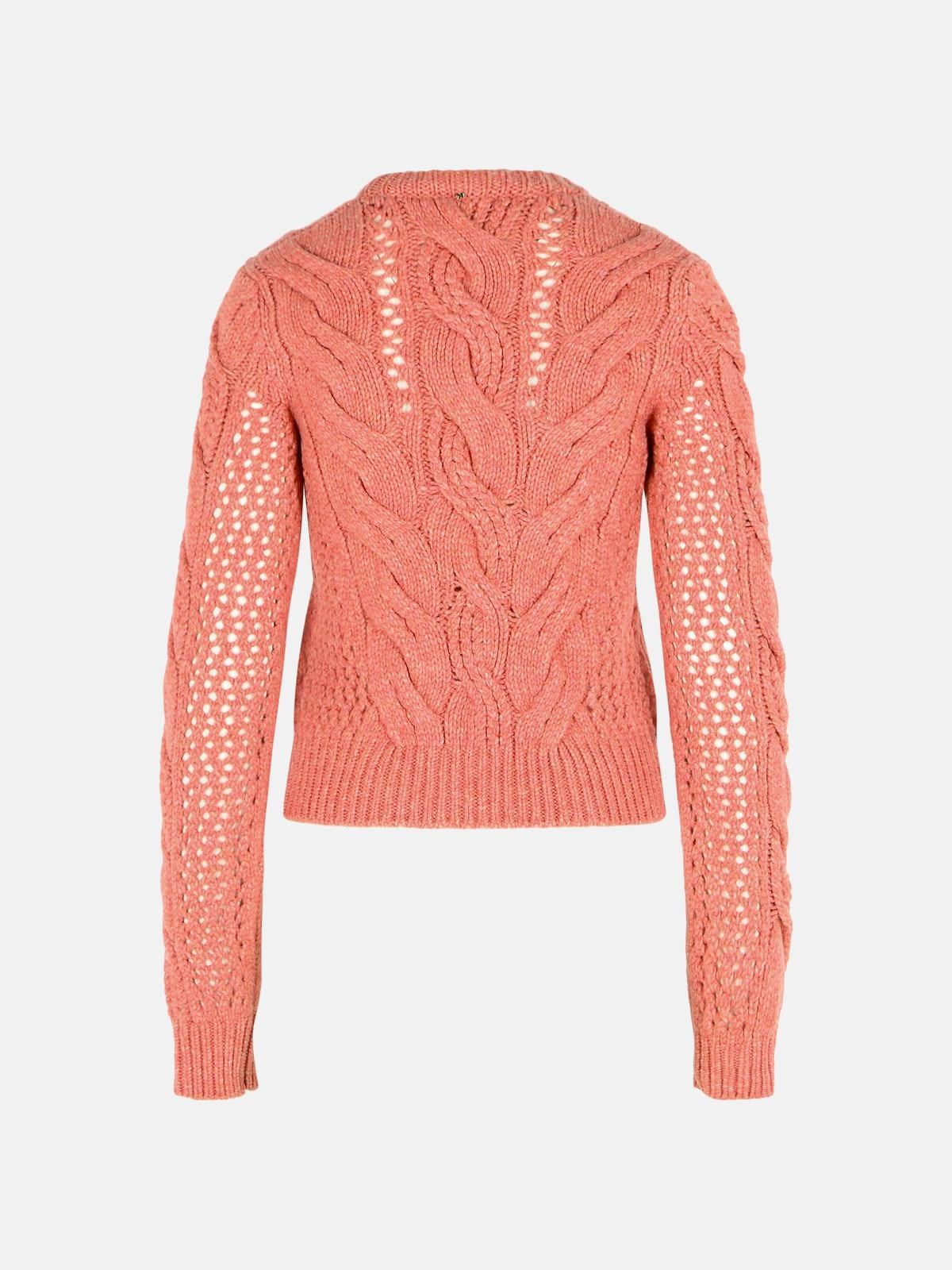 'RADIO' CREWNECK SWEATER WITH PINK WOOL BLEND BRAIDS - 3