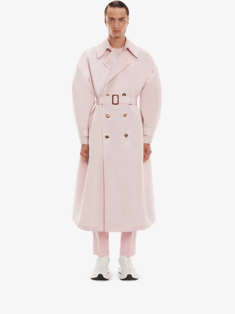 Oversized Trench Coat in Ice Pink - 2