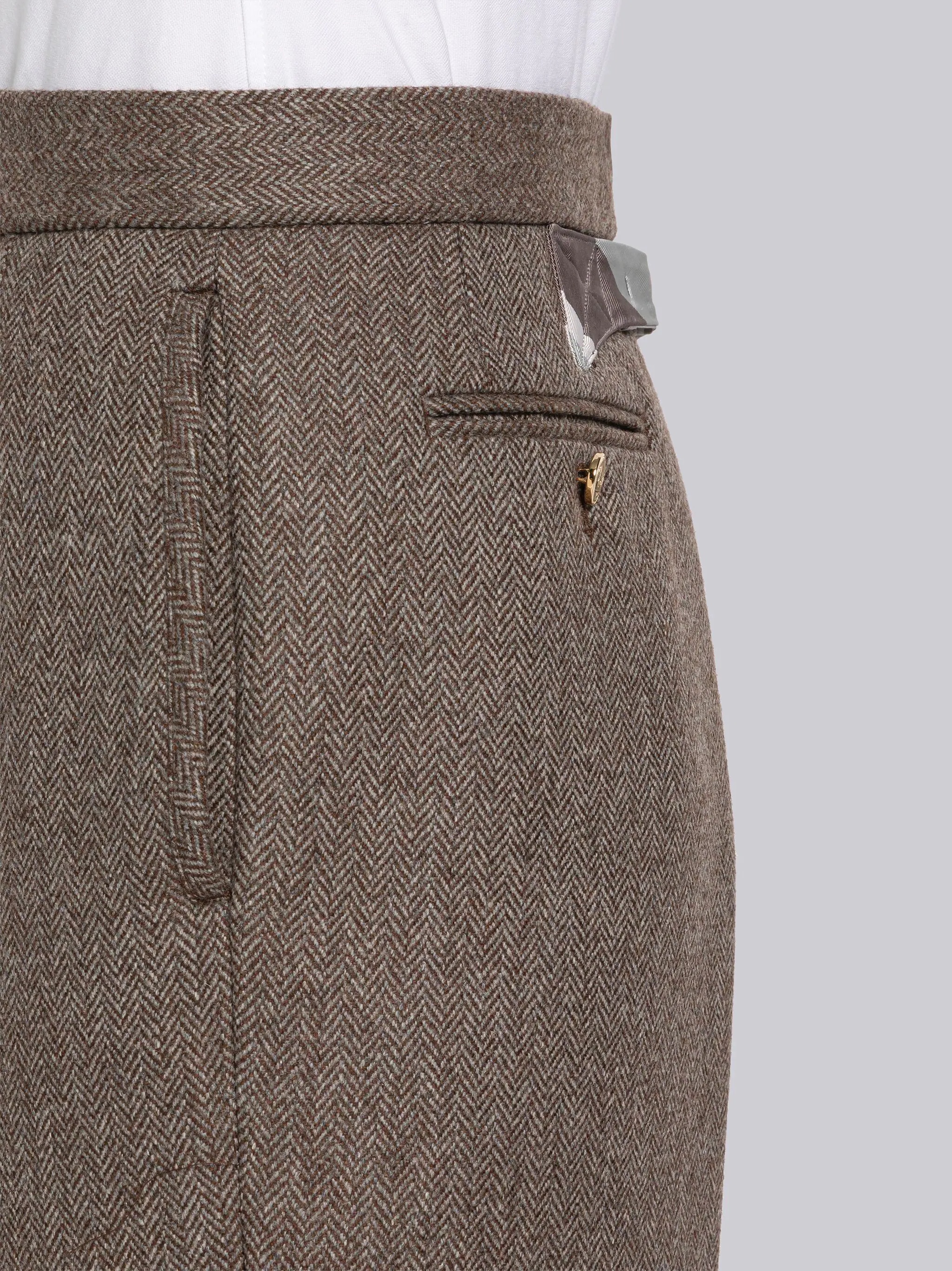 Herringbone Lambswool Classic Backstrap Trouser - 5