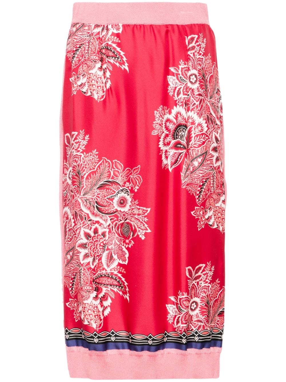 floral-print silk pencil skirt - 1