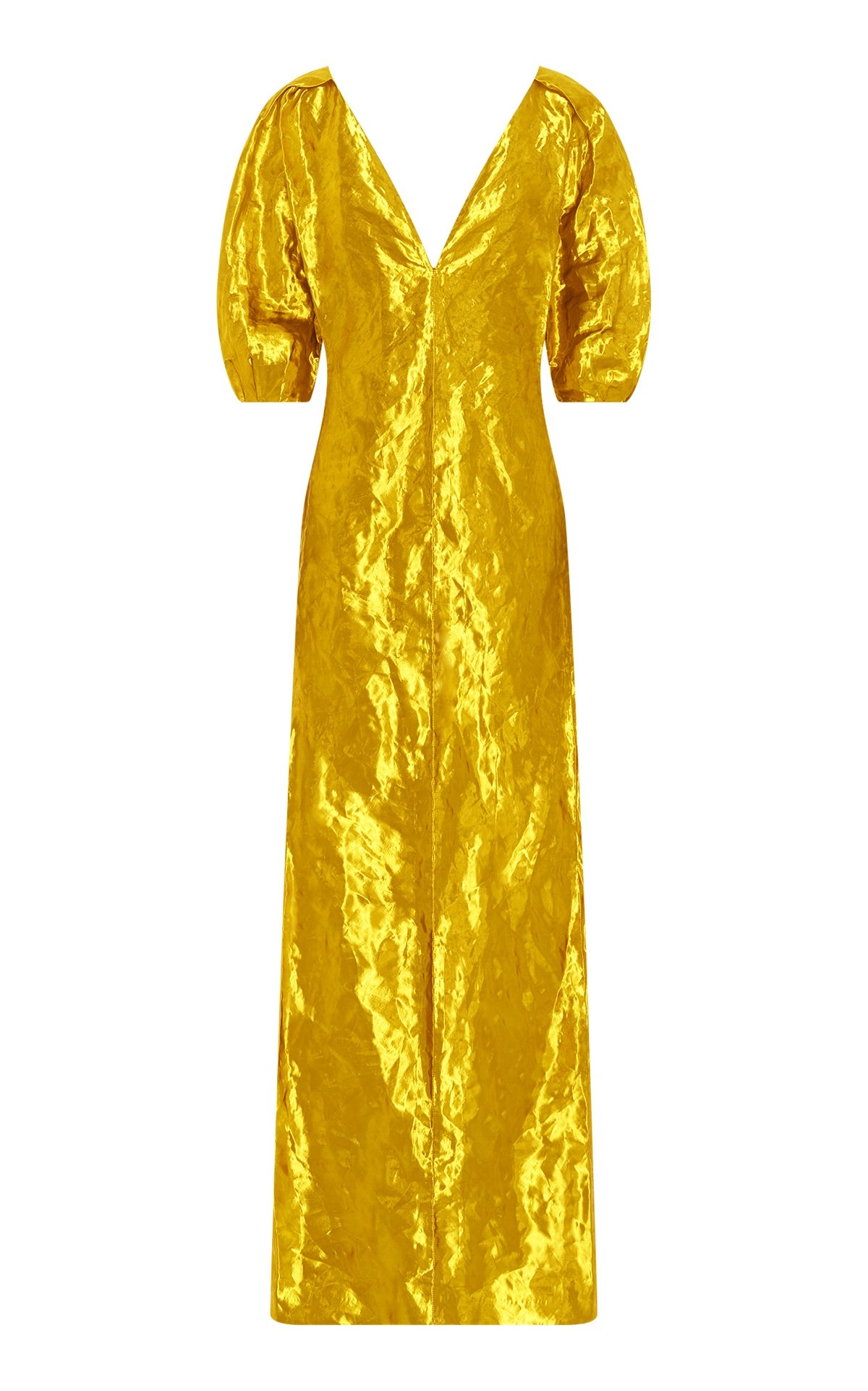 Fides Midi Dress in Gold Metallic Silk - 1