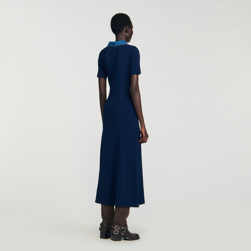 DENIM COLLAR KNIT MAXI DRESS 6