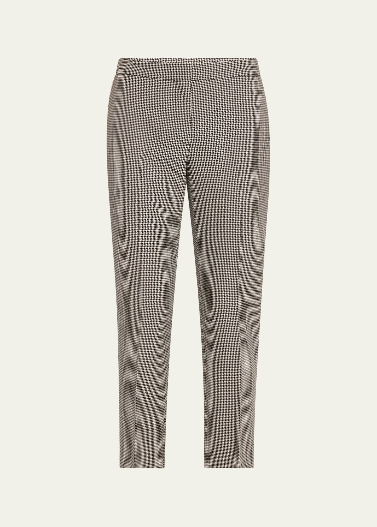 Mid-Rise Straight-Leg Houndstooth Trousers - 1