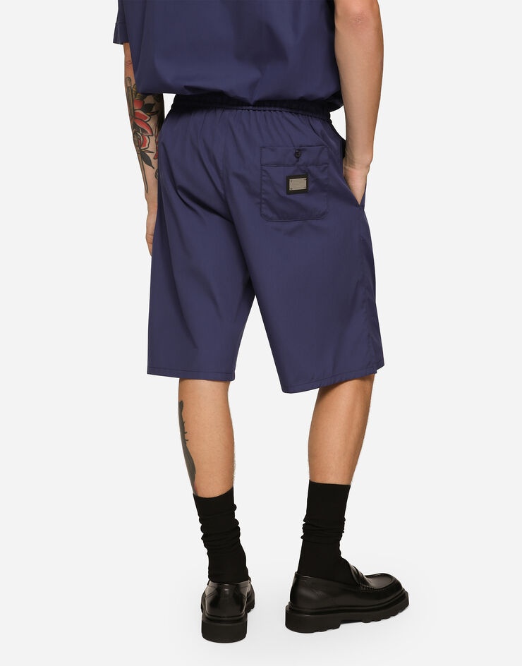 Cotton jogging shorts with logo tag - 4
