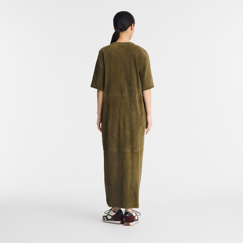 Leather long dress Khaki - Leather 3
