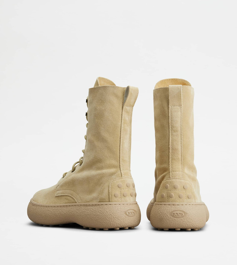 TOD'S W. G. LACE-UP ANKLE BOOTS IN SUEDE - BEIGE 3