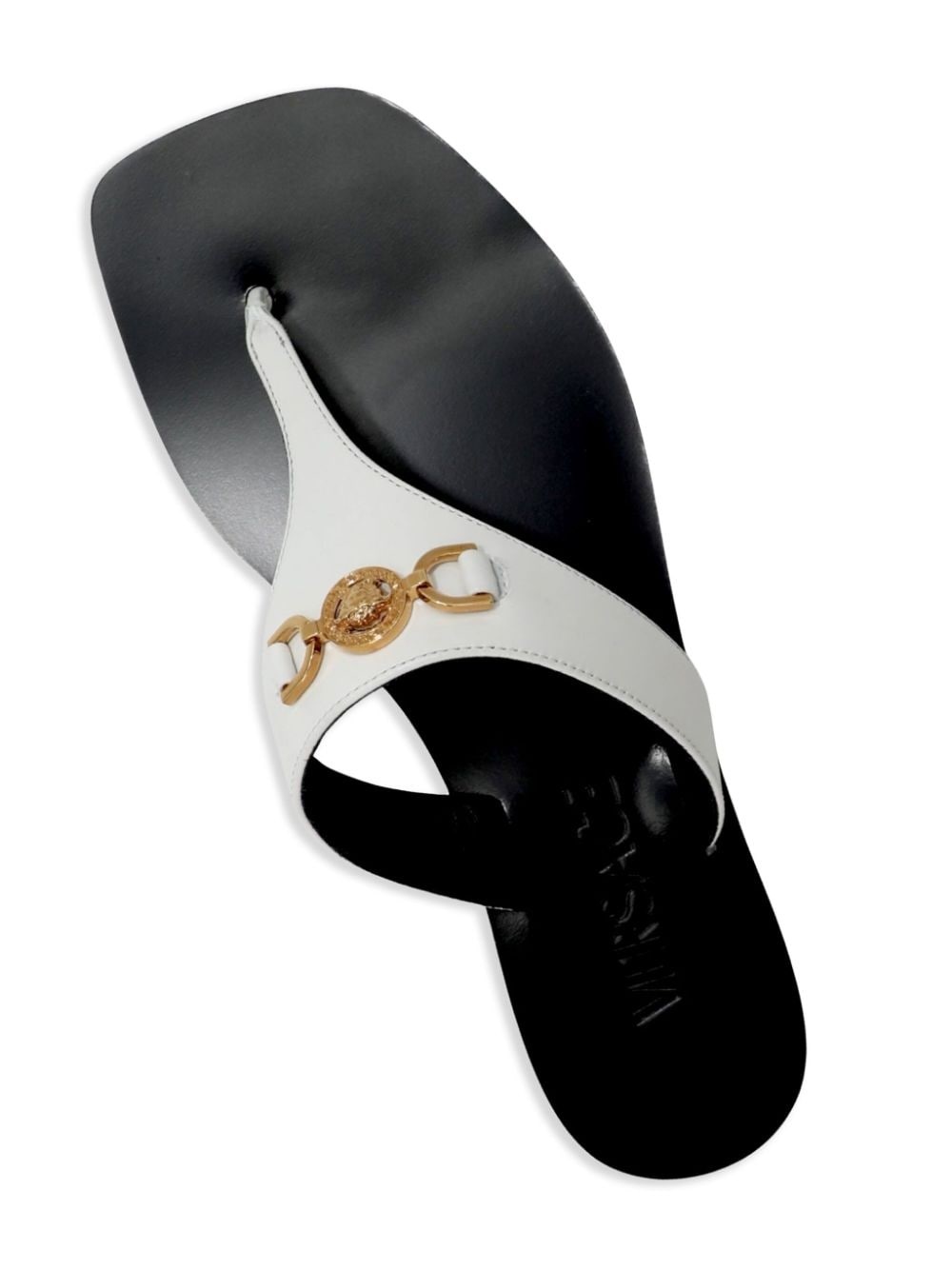 Medusa-plaque leather flip-flops - 4
