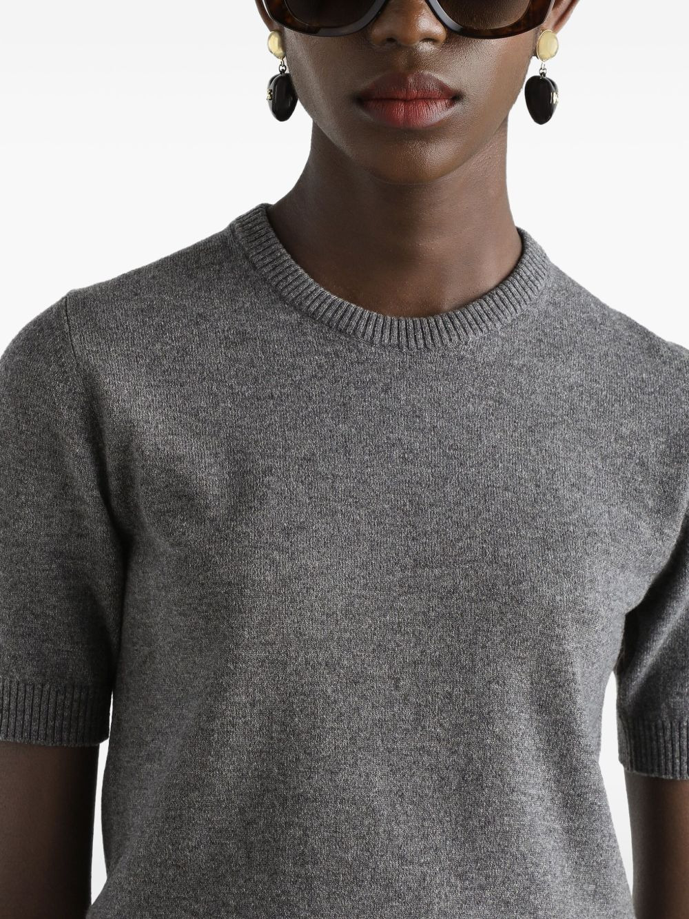 short-sleeve cashmere sweater - 4