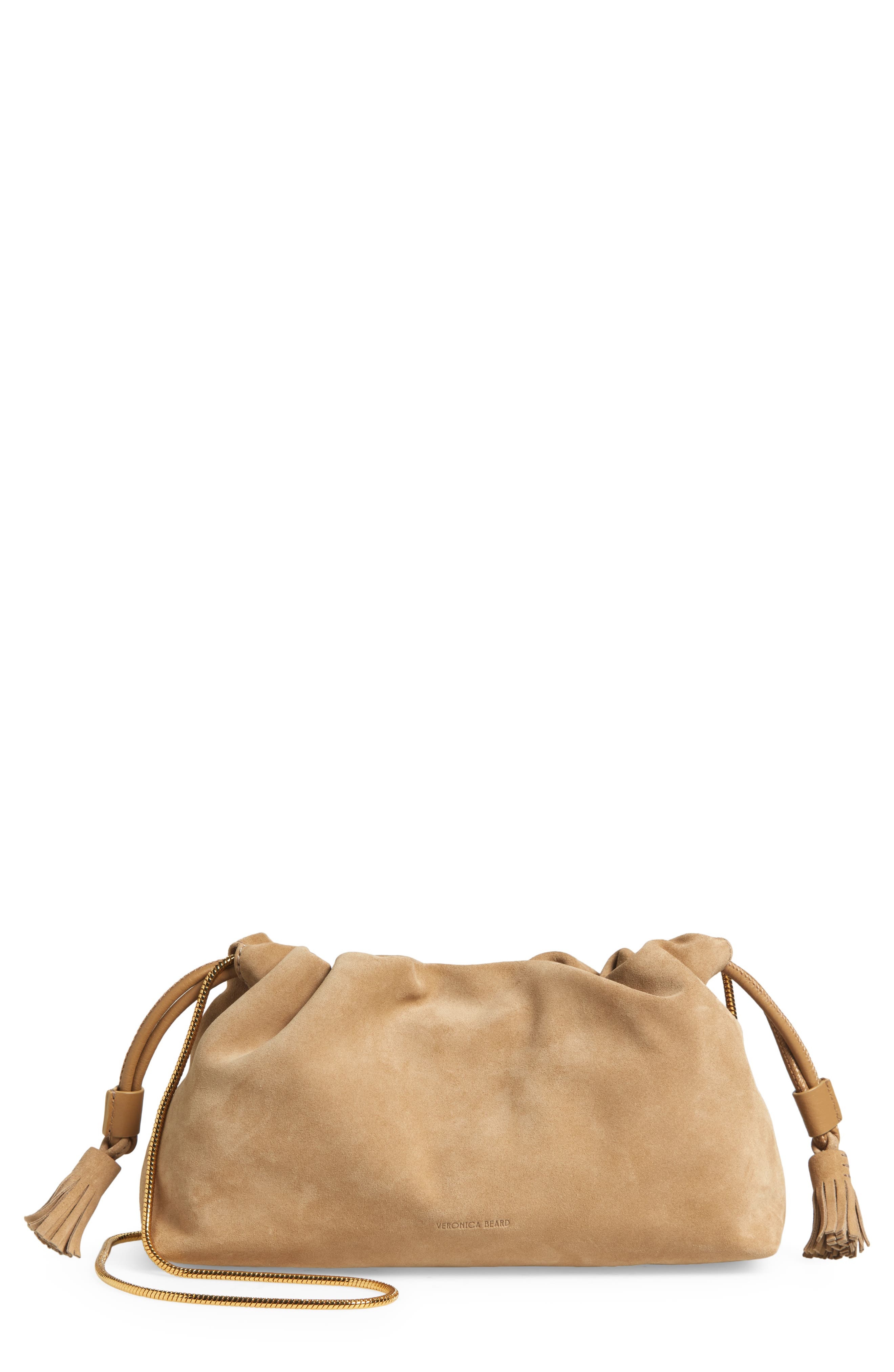 Veronica Beard Small Stash Suede Drawstring Clutch in Latte at Nordstrom - 1