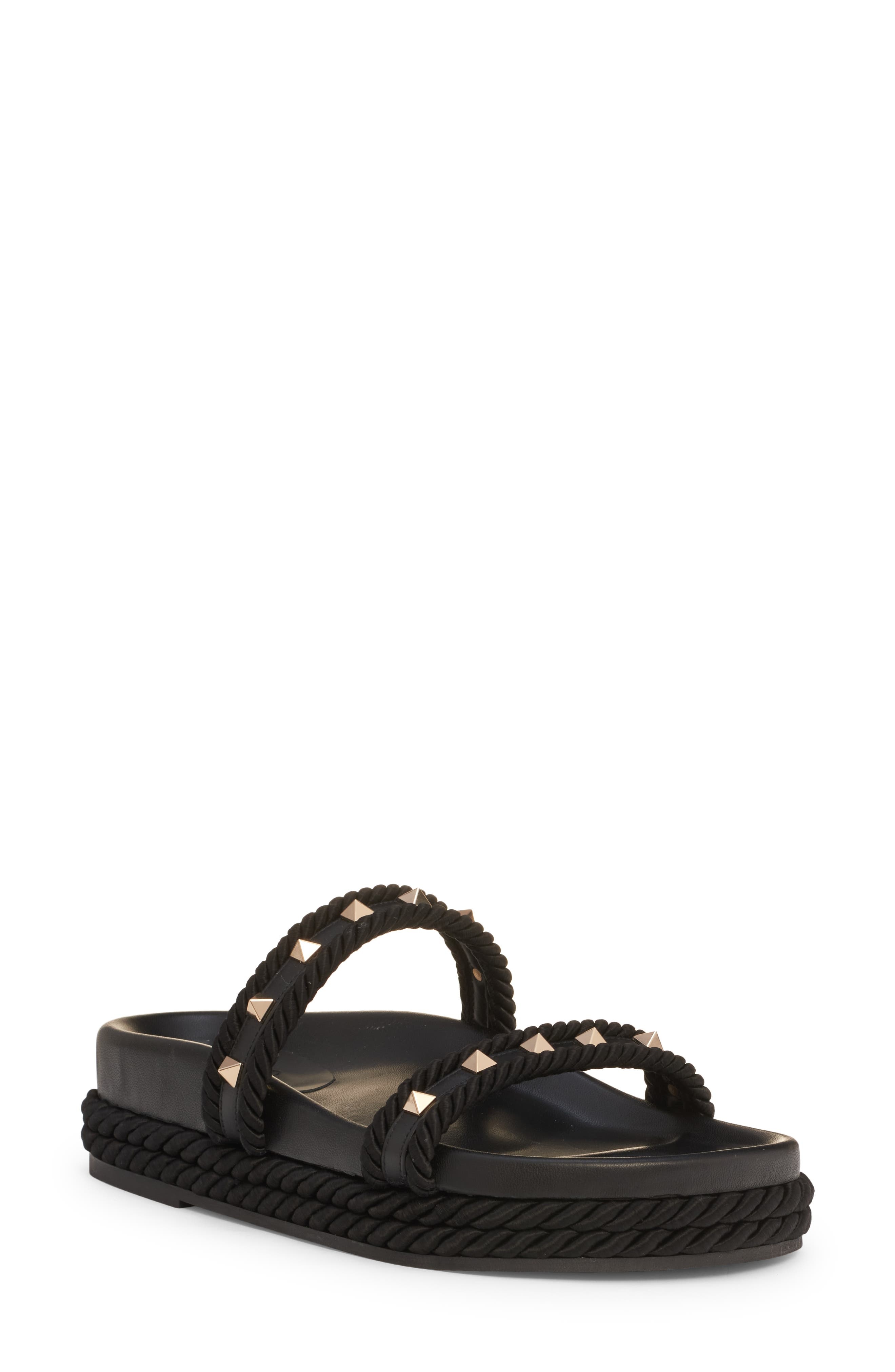 Valentino Garavani Rockstud Platform Slide Sandal in Nero at Nordstrom - 1