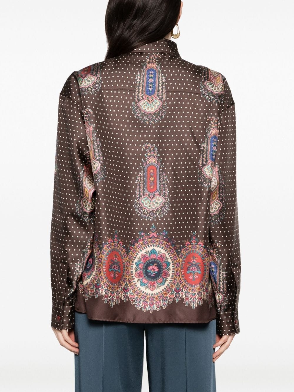 mix-print pointed-collar silk shirt - 4