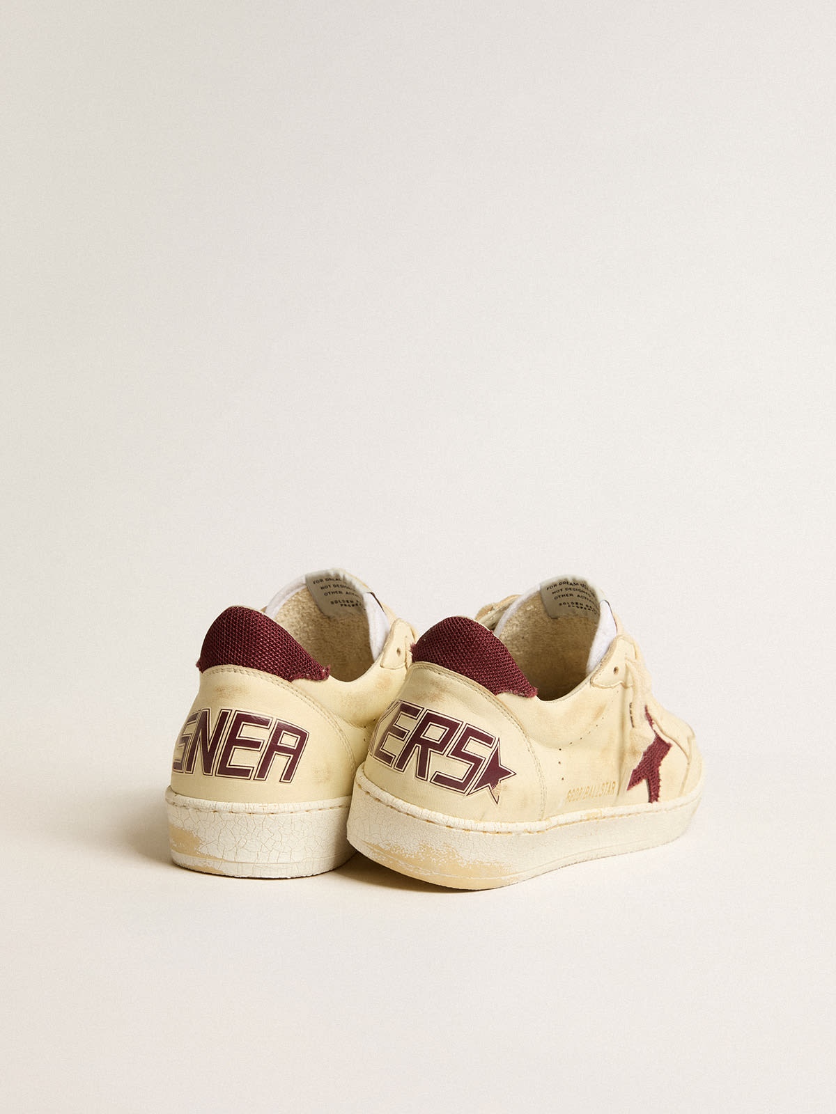 Ball Star in beige nappa with burgundy mesh star and heel tab - 5