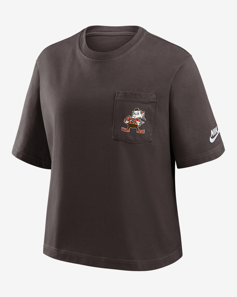 Cleveland Browns Rewind Pocket Boxy Women's Nike NFL T-Shirt 1