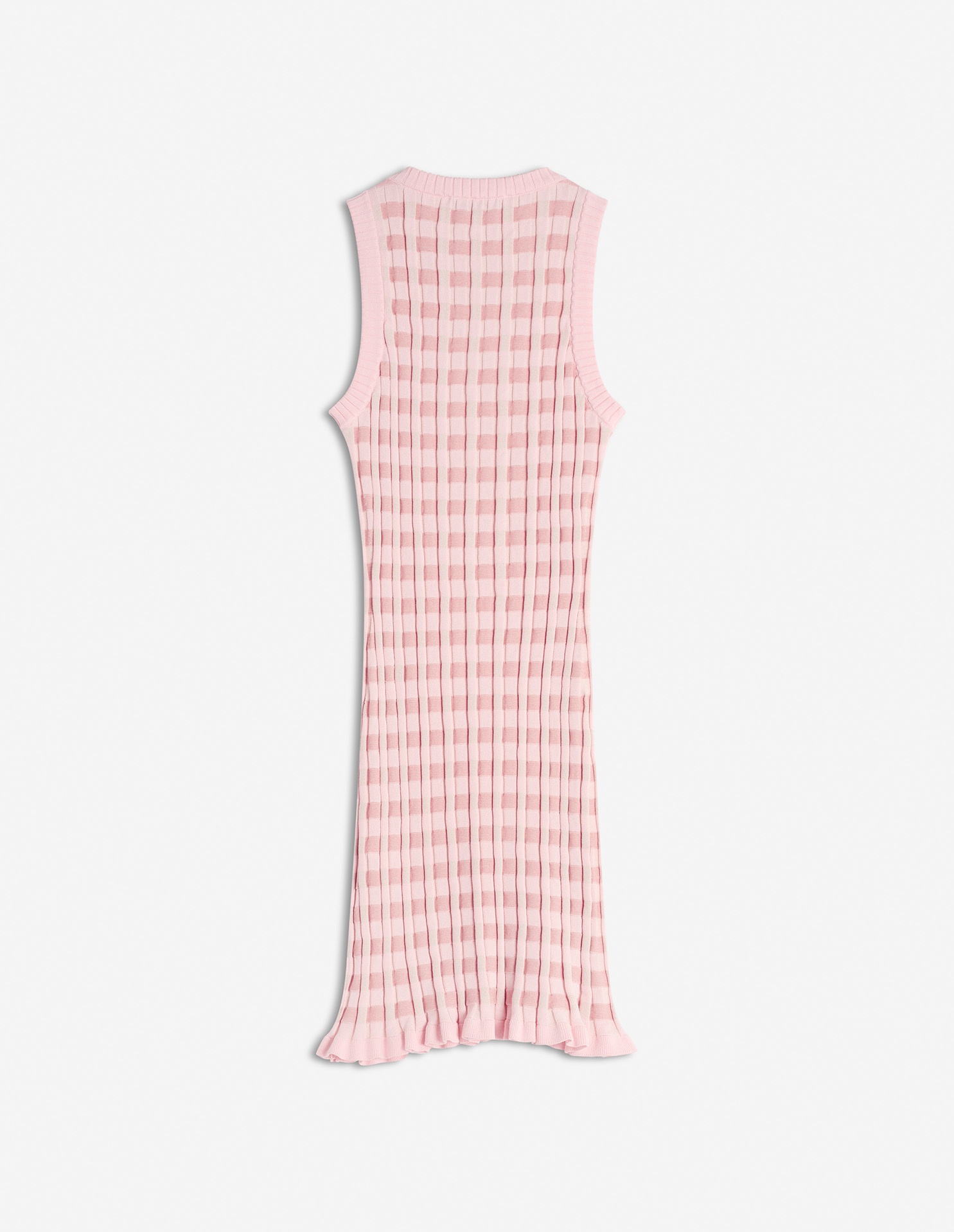 CHECKED RIBBED SHORT DRESS - 6