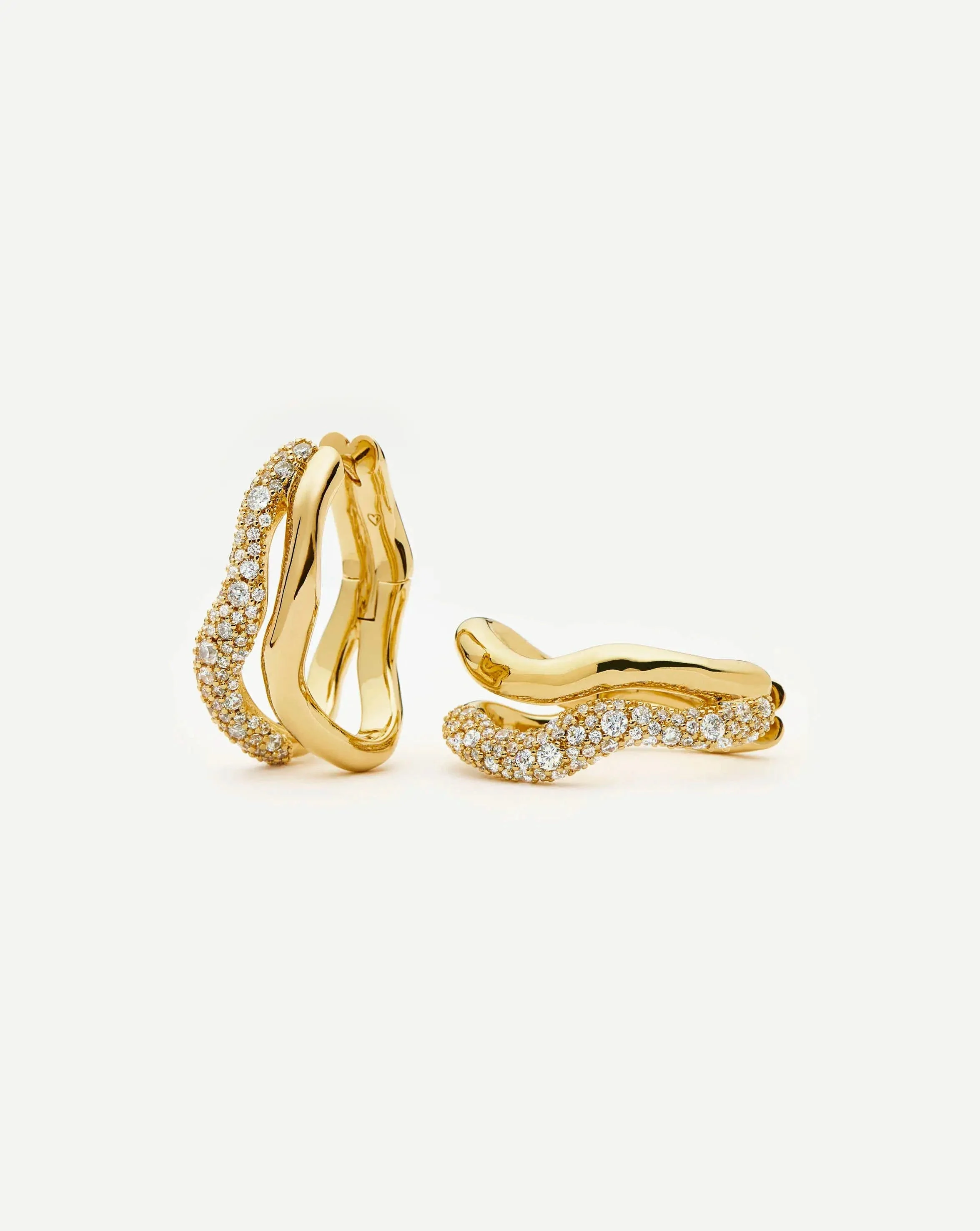 Molten Snow Double Medium Hoop Earrings - 1