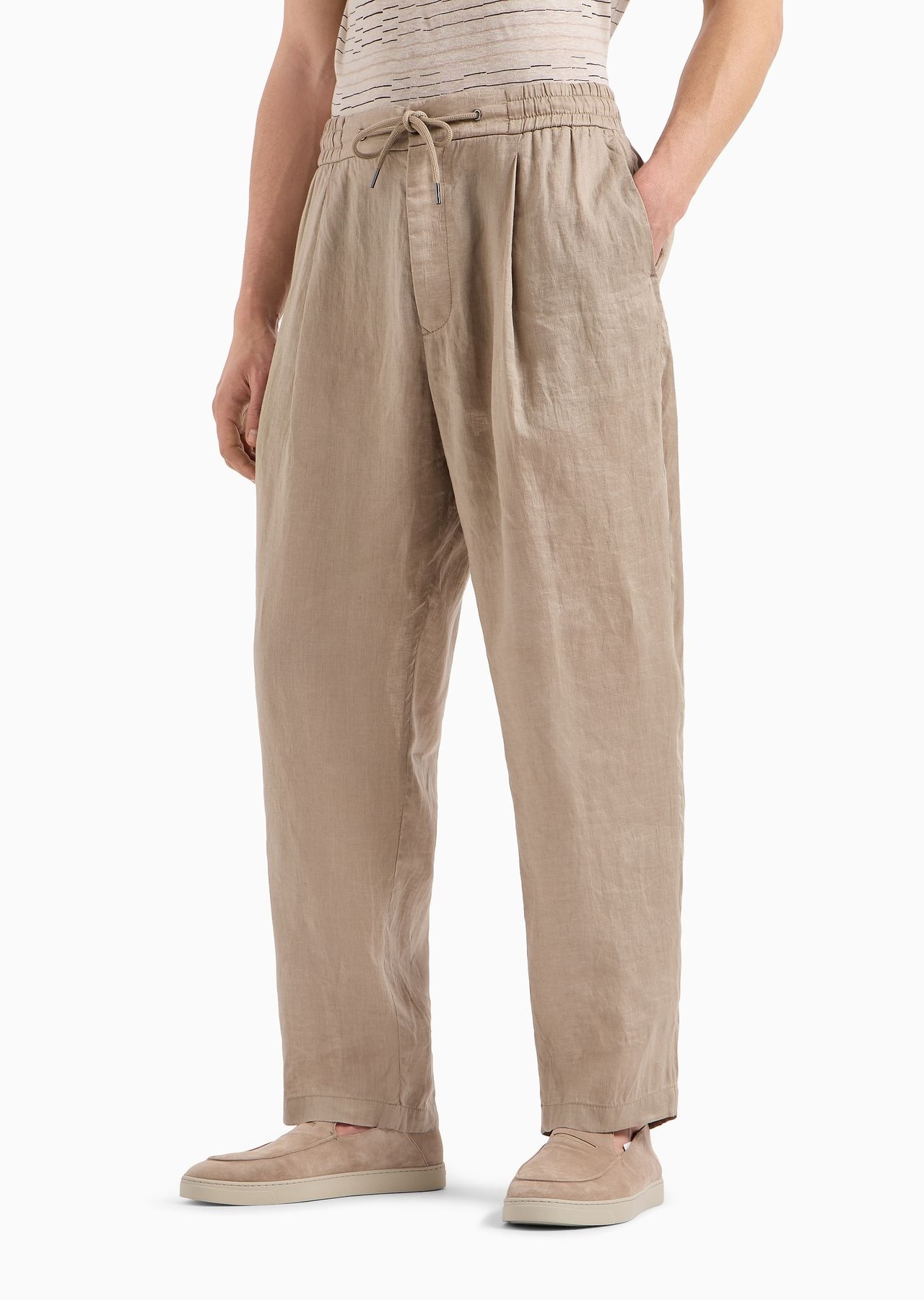 Single-pleat, linen-canvas trousers - 3