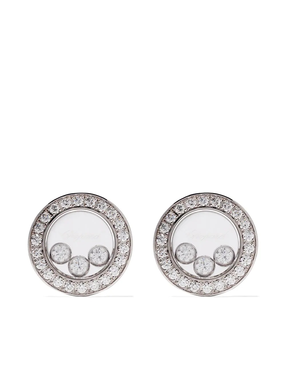 18kt white gold Happy Diamonds Icons ear pins - 1