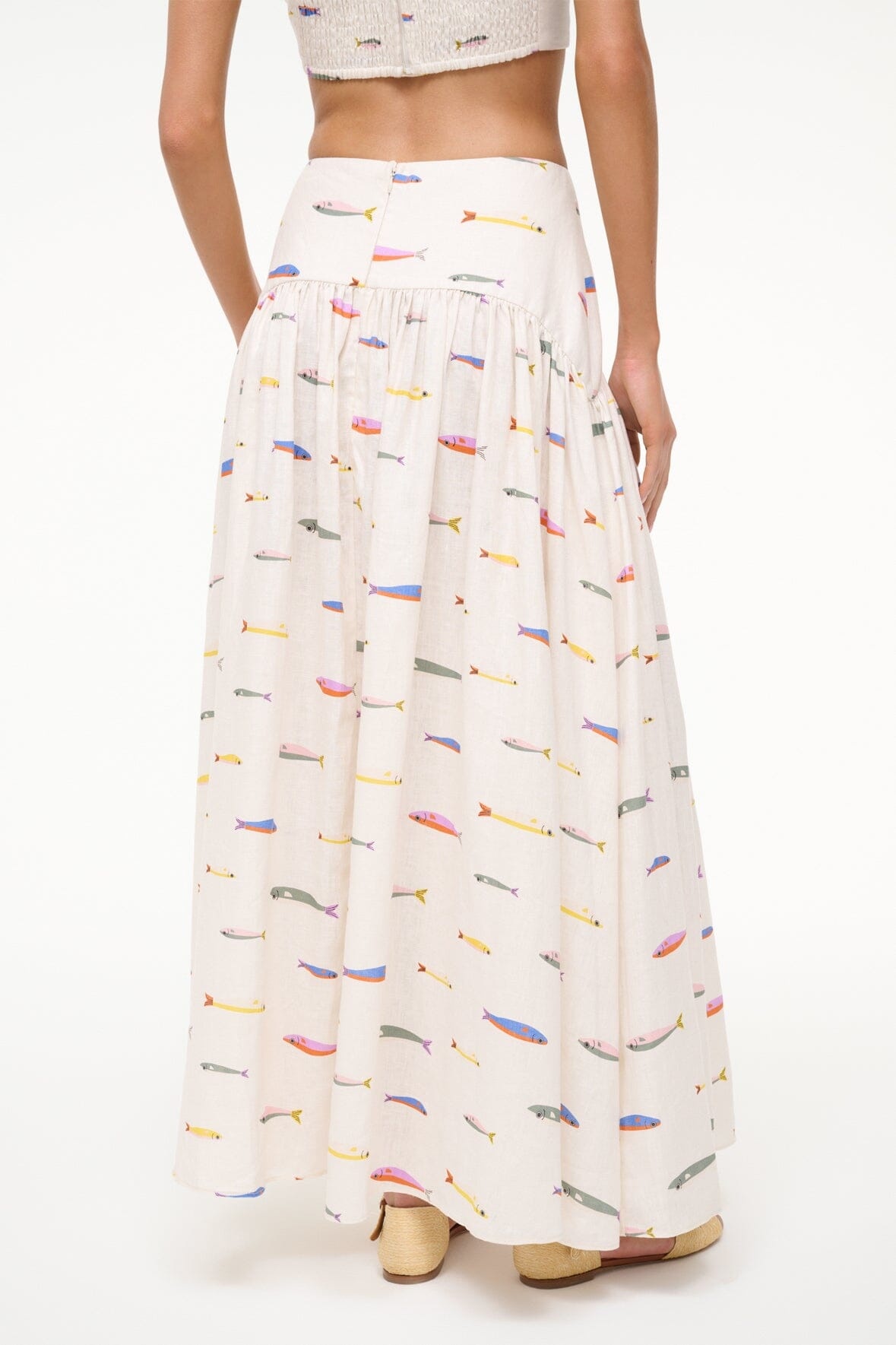 STAUD PROCIDA LINEN SKIRT POP SARDINES IVORY - 5
